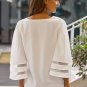 White Flare Sleeve V Neck Loose Blouse