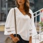 White Flare Sleeve V Neck Loose Blouse