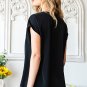 Black Geometric Floret Embroidered Short Sleeve Blouse