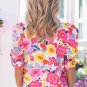 Ruched Puff Sleeve Floral Blouse