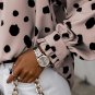 Pink Button Frill Cuffs Oversize Puff Sleeve Blouse