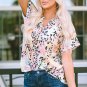 Leopard Dyed Notch V Neck Blouse