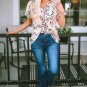 Leopard Dyed Notch V Neck Blouse