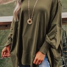 Green Patchwork Drop Shoulder Oversized Top