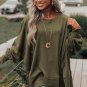 Green Patchwork Drop Shoulder Oversized Top