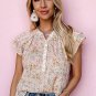 Multicolor Floral Mandarin Collar Top