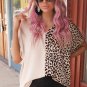 Khaki Contrast Leopard Color Block Blouse