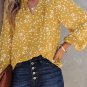 Yellow Split Neck Fall Printed Crinkled Blouse