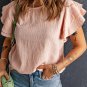 Pink Textured Tiered Ruffled Short Sleeve Blouse
