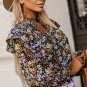 Floral Print Ruffled Bubble Sleeve Shirt