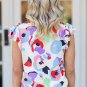 Multicolor Abstract Print Ruffle Sleeve Smocked Blouse