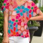 Pink Abstract Print V Neck Dolman Blouse