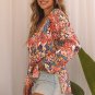 Multicolor Boho Floral Long Sleeve V Neck Blouse
