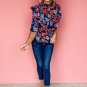 Blue Floral Print Ruffle Peplum Top