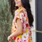 White Boho Floral Print V Neck Short Sleeves Top