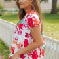 Fiery Red Floral Printed Square Neck Blouse