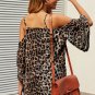 Leopard Cold Shoulder Blouse