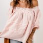 Beige Puff Sleeve Eyelet Babydoll Blouse