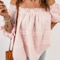 Beige Puff Sleeve Eyelet Babydoll Blouse