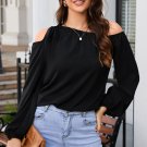 Black Knotted Asymmetric Off Shoulder Blouse