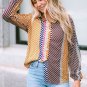 Brown Dot Print Long Sleeve Button Down Shift Shirt