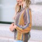 Brown Dot Print Long Sleeve Button Down Shift Shirt