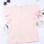 Pink Textured Tiered Ruffled Short Sleeve Blouse