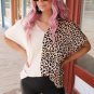 Khaki Contrast Leopard Color Block Blouse
