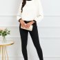 White Color Block Bow Back Mock Neck Blouse