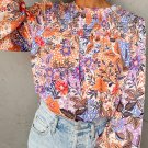 Multicolour Floral Bishop Sleeve Frilled Round Neck Blouse