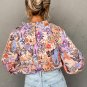 Multicolour Floral Bishop Sleeve Frilled Round Neck Blouse