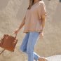 Khaki Ruffle Trim Short Sleeve Oversize Blouse