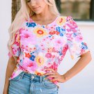 Ruched Puff Sleeve Floral Blouse
