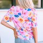 Ruched Puff Sleeve Floral Blouse
