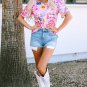 Ruched Puff Sleeve Floral Blouse
