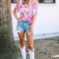 Ruched Puff Sleeve Floral Blouse