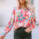 Multicolor Floral Print Bubble Sleeve Shirt