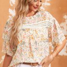 Multicolor Floral Print Wide Ruffle Sleeves Blouse