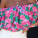 Rose Floral Off-Shoulder Tiered Ruffle Blouse