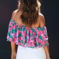 Rose Floral Off-Shoulder Tiered Ruffle Blouse