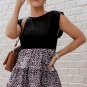 Black Ruffle Sleeve Bodice Leopard Splice Blouse