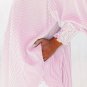 Pink Smocked Cuffed Striped Boyfriend Shirt with Pocket