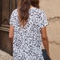 Leopard Mix Print Tassel Tie Blouse