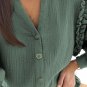 Green Frilled Split Neck Crinkled Shirt