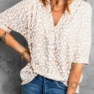 Apricot Animal Print V Neck Rolled Sleeve Tunic Top