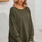 Green Patchwork Drop Shoulder Oversized Top
