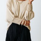 Apricot Smocked Wrist Shift Top