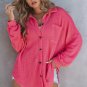 Pink Waffle Knit Button Up Casual Shirt