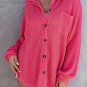 Pink Waffle Knit Button Up Casual Shirt