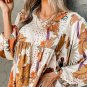 Multicolour Floral Print V Neck Babydoll Blouse